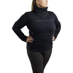 Damska bluza jeździecka z zamkiem błyskawicznym Montar Naja. Niebieskie bluzy damskie MONTAR, xl, bez wzorów, z bawełny, bez kaptura. Za 345.00 zł.