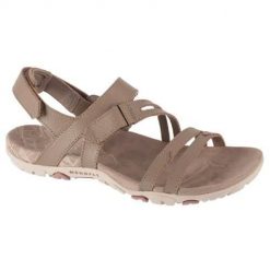 Buty do chodzenia damskie Merrell J003424. Brązowe obuwie trekkingowe damskie Merrell, z jeansu, bez zapięcia. Za 359.99 zł.