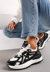 Czarne Sneakersy na Platformie z Wstawkami z Siateczki Epionna. Czarne obuwie sportowe damskie Renee, bez zapięcia. Za 99.99 zł.