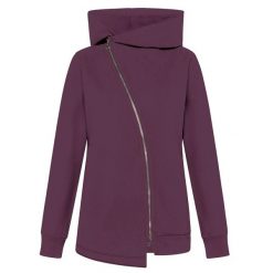 Bluza Deha Bluza Biker Z Bawełny Ekologicznej Damskie. Fioletowe bluzy damskie Deha, l, bez wzorów, z bawełny, z kapturem. Za 622.99 zł.