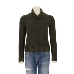 Second life - Damski sweter w kolorze khaki - Stan bardzo dobry. Zielone golfy damskie Ralph Lauren, bez kołnierzyka. Za 149.06 zł.