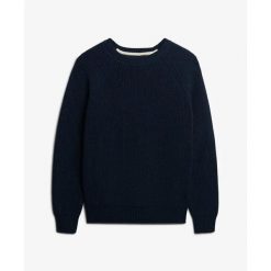 Sweter żeński w prążki Superdry. Niebieskie swetry klasyczne damskie Superdry, na zimę, z dzianiny, bez kołnierzyka. Za 284.00 zł.