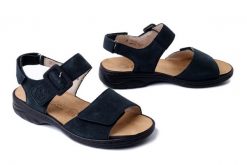 RIEKER 64588-14 blue, sandały damskie. Niebieskie sandały damskie Rieker, bez wzorów, bez obcasa, bez zapięcia. Za 230.93 zł.