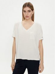 Tommy Hilfiger T-Shirt UW0UW05190 Écru Oversize. T-shirty damskie Tommy Hilfiger, m, bez wzorów, bez kołnierzyka. Za 149.99 zł.