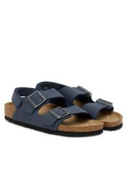 Birkenstock Sandały Milano As Kids 1030427 D Granatowy. Niebieskie sandały chłopięce Birkenstock, ze skóry, bez zapięcia. Za 319.99 zł.