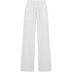 Damskie spodnie z szerokimi nogawkami Urban Classics Structured. Białe spodnie dresowe damskie Urban Classics, bez wzorów. Za 214.00 zł.