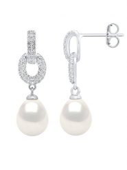 Mitzuko Srebrne kolczyki-wkrętki z perłami rozmiar: onesize. Szare kolczyki damskie Mitzuko, z cyrkonią, srebrne. Za 318.45 zł.