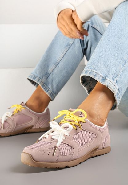Różowe Sneakersy z Podwójnymi Sznurówkami Terfitra. Czerwone obuwie sportowe casual damskie Renee. Za 79.99 zł.