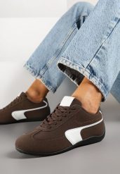 Brązowe Sneakersy Typu Klasyczne Tenisówki Zelritia. Brązowe obuwie sportowe damskie Renee, z jeansu, bez zapięcia, tenisowe. Za 74.99 zł.