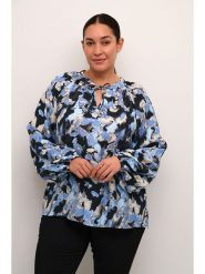 KAFFE curve Bluzka w kolorze granatowo-błękitnym rozmiar: 54. Niebieskie bluzki damskie KAFFE curve, bez wzorów, bez kołnierzyka, bez ramiączek. Za 86.99 zł.