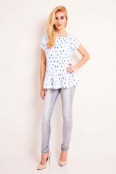 Bluzka z Baskinką w Niebieskie Parasolki. Niebieskie bluzki damskie Lou-Lou, l, bez wzorów, z elastanu, bez kołnierzyka, bez ramiączek. Za 125.90 zł.