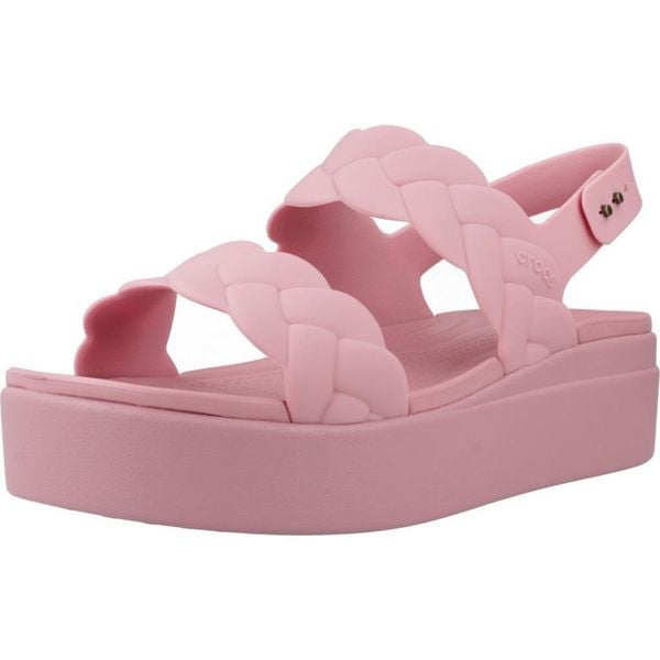 Sandały CROCS BROOKLYN WOVEN UPPER LW Rose. Czerwone sandały damskie Crocs, bez wzorów, z syntetyku, bez obcasa, bez zapięcia. Za 169.00 zł.