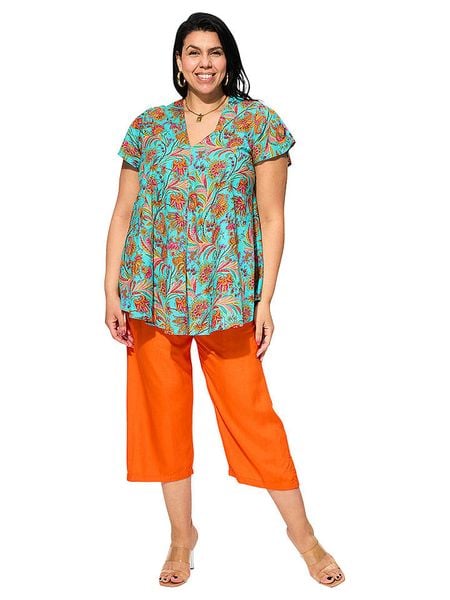 Aller Simplement Bluzka w kolorze turkusowym rozmiar: 50/52. Niebieskie bluzki damskie Aller Simplement, bez wzorów, z bawełny, klasyczne, bez kołnierzyka, bez ramiączek. Za 70.41 zł.