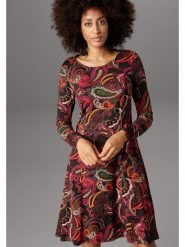 Aniston Sukienka w kolorze brązowym ze wzorem rozmiar: 38. Brązowe sukienki damskie Aniston, bez wzorów, z wiskozy, bez ramiączek. Za 95.99 zł.