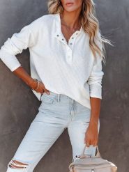 Milan Kiss Koszulka w kolorze kremowym rozmiar: XL. Brązowe bluzki damskie Milan Kiss, xl, bez wzorów, prążkowane, bez kołnierzyka, bez ramiączek. Za 118.56 zł.