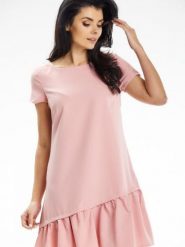 Sukienka Model A644 Powder Pink - awama. Różowe sukienki damskie Awama, bez wzorów, z elastanu, bez ramiączek. Za 247.31 zł.