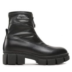 Botki KARL LAGERFELD. Czarne botki damskie KARL LAGERFELD, bez obcasa, na płaskiej podeszwie, bez zapięcia. Za 1,159.00 zł.