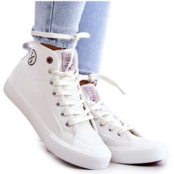 Damskie Wysokie Trampki Cross Jeans JJ2R4056C Białe. Białe trampki damskie bez wzorów, z gumy, bez zapięcia. Za 142.58 zł.