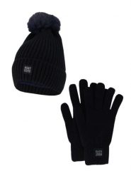 Damski Zimowy Zestaw Termiczny - Czapka + Rękawiczki - Granatowy. Niebieskie czapki damskie HEAT KEEPER, na zimę, bez wzorów, z materiału. Za 134.32 zł.