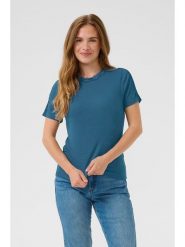 Kaffe Koszulka w kolorze niebieskim rozmiar: L. Niebieskie bluzki damskie Kaffe, l, bez wzorów, z koronki, bez kołnierzyka, bez ramiączek. Za 56.99 zł.