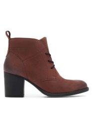 Lasocki Botki WI23-RUTH-04 Bordowy. Czerwone botki damskie Lasocki, z nubiku, bez obcasa, na słupku, bez zapięcia. Za 249.99 zł.