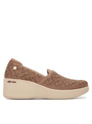 Skechers Półbuty Martha Stewart: Pier-Lite - My Reflection 188019/MOC Brązowy. Brązowe czółenka damskie Skechers, bez wzorów, z materiału, bez obcasa, na koturnie, bez zapięcia. Za 339.99 zł.