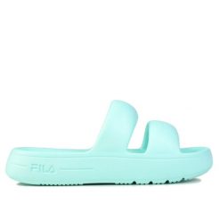 Klapki damskie sportowe Fila SUPERBUBBLE SLIDE. Zielone klapki damskie Fila, bez wzorów, bez obcasa, bez zapięcia. Za 79.00 zł.