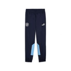 Spodnie dresowe Manchester City 2024/25. Niebieskie spodnie dresowe damskie Puma, bez wzorów, z dresówki. W wyprzedaży za 232.00 zł.