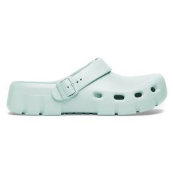 Klapki unisex BIRKENSTOCK Birki Flow EVA Surf Green. Zielone klapki damskie Birkenstock, bez wzorów, bez obcasa, bez zapięcia. Za 222.99 zł.