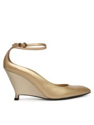 PINKO Czółenka Gwen 05 SD0643P050 Złoty. Żółte czółenka damskie Pinko, bez wzorów, ze skóry, bez obcasa. Za 1,179.00 zł.