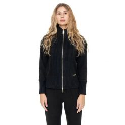 Bluza zimowa Leone 1947 Warm Touch Damen,Reißverschluss und Strickeinsätzen. Czarne bluzy damskie LEONE 1947 APPAREL, na zimę, bez wzorów, z elastanu, bez kaptura. W wyprzedaży za 169.09 zł.