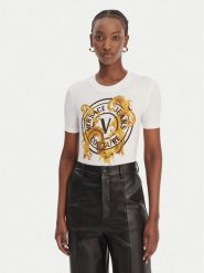 Versace Jeans Couture T-Shirt 80HAHE01 CJ02E Biały Slim Fit. Białe t-shirty damskie Versace Jeans Couture, m, bez wzorów, z bawełny, bez kołnierzyka. Za 739.99 zł.