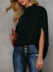 LA Angels Bluzka w kolorze czarnym rozmiar: XL. Czarne bluzki damskie LA Angels, xl, bez wzorów, z asymetrycznym kołnierzem, bez ramiączek. Za 157.35 zł.