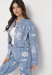 Niebieska Kurtka Jeansowa z Efektem Sprania o Krótkim Fasonie Anafia. Niebieskie kurtki damskie Born2be, l, z aplikacjami, z jeansu, bez kaptura. Za 169.99 zł.
