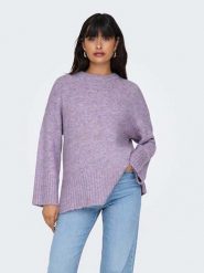 ONLY Sweter w kolorze fioletowym rozmiar: XS. Różowe swetry klasyczne damskie Only, xs, z wełny, bez kołnierzyka. Za 61.46 zł.