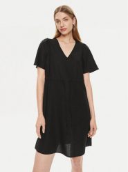 Vero Moda Sukienka letnia Mymilo 10303686 Czarny Regular Fit. Czarne sukienki damskie Vero Moda, bez wzorów, ze lnu, bez ramiączek. Za 89.99 zł.