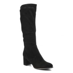 Czarne Kozaki Marco Tozzi Wygodne Eleganckie Buty Damskie. Czarne kozaki damskie Marco Tozzi, z materiału, bez obcasa, na obcasie, bez zapięcia. Za 348.99 zł.