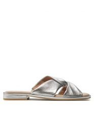 Caprice Klapki 9-27100-42 Srebrny. Szare klapki damskie Caprice, bez wzorów, ze skóry, bez obcasa, bez zapięcia. Za 183.99 zł.