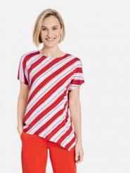 Gerry Weber Koszulka w kolorze czerwono-białym rozmiar: 38. Białe bluzki damskie Gerry Weber, s, bez wzorów, z wiskozy, z asymetrycznym kołnierzem, bez ramiączek. Za 74.63 zł.