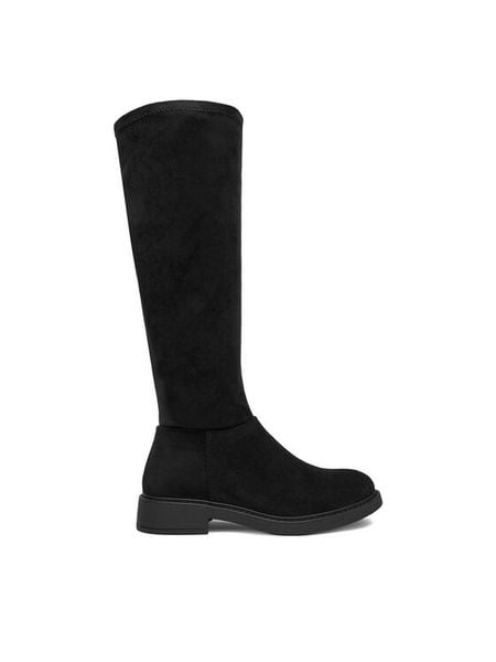 JENNY Kozaki CEO-WS6373-01 Czarny. Czarne kozaki damskie Jenny, z materiału, bez obcasa, na płaskiej podeszwie, bez zapięcia. Za 189.99 zł.