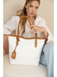 Anna Morellini Skórzany shopper bag "Lauretta" w kolorze białym - 40 x 32 x 12 cm rozmiar: onesize. Białe shopper bag Anna Morellini, bez wzorów, z materiału, na ramię, bez dodatków. Za 348.62 zł.