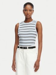 Tommy Hilfiger T-Shirt Multistripe WW0WW50025 Niebieski Slim Fit. Niebieskie t-shirty damskie Tommy Hilfiger, s, bez wzorów, z bawełny, bez kołnierzyka. Za 129.99 zł.