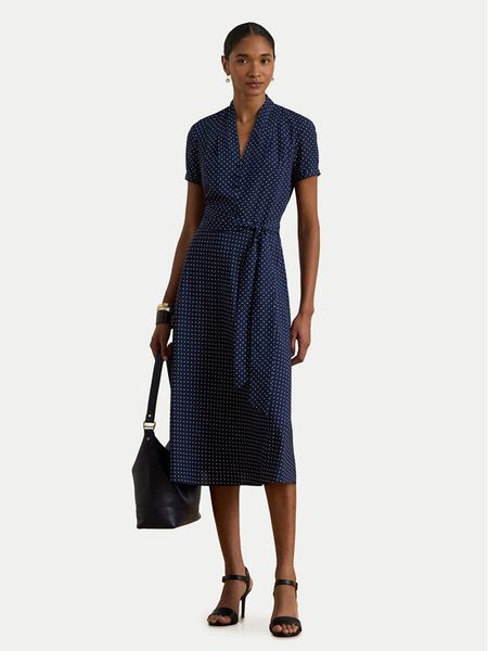 LAUREN RALPH LAUREN Sukienka koszulowa 200P11525001 Granatowy Regular Fit. Niebieskie sukienki damskie Lauren Ralph Lauren, bez wzorów, z syntetyku, bez ramiączek. Za 1,299.00 zł.