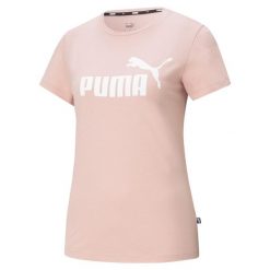 Koszulka damska Puma ESS Logo Tee jasnoróżowa. Czerwone bluzki damskie Puma, s, bez wzorów, bez kołnierzyka, bez ramiączek. Za 79.99 zł.