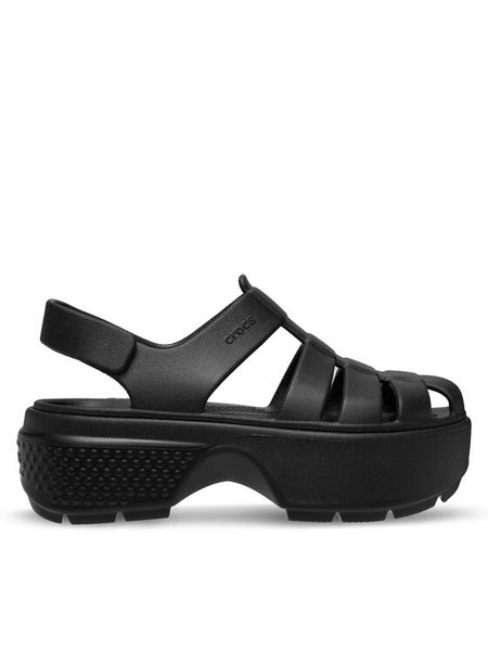 Crocs Sandały Stomp Fisherman Sandal 209938 Czarny. Czarne sandały damskie Crocs, bez wzorów, z tworzywa sztucznego, bez obcasa, na płaskiej podeszwie, bez zapięcia. Za 319.99 zł.