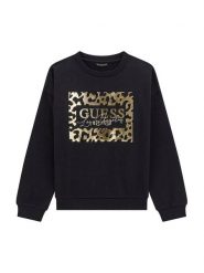 Guess Bluza J5BQ00 KAV34 Czarny Regular Fit. Czarne bluzy dziewczęce Guess, z aplikacjami, z bawełny, bez ramiączek, bez kaptura. Za 219.99 zł.