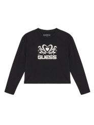 Guess Bluzka J5YI03 K6YW4 Czarny Regular Fit. Czarne bluzki i koszule dziewczęce Guess, z aplikacjami, z bawełny, bez kołnierzyka, bez ramiączek. Za 69.99 zł.