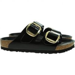 Klapki damskie Birkenstock Arizona Big Buckle. Czarne klapki damskie Birkenstock, bez wzorów, z gumy, bez obcasa, bez zapięcia. Za 1,003.00 zł.