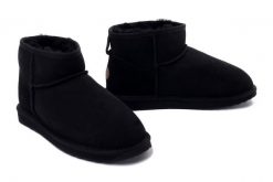 EMU AUSTRALIA W10937 STINGER MICRO black, botki damskie. Czarne botki damskie EMU Australia, na zimę, ze skóry, bez obcasa, bez zapięcia. Za 669.90 zł.