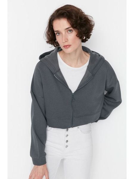 Trendyol Bluza w kolorze szarym rozmiar: XL. Szare bluzy damskie Trendyol, xl, bez wzorów, bez kaptura. Za 86.95 zł.